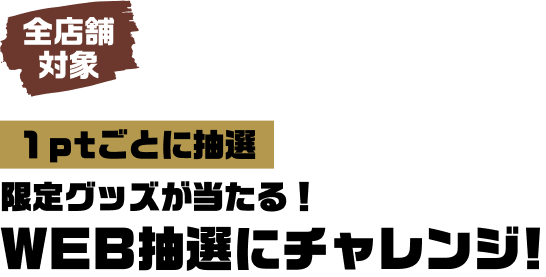 1ptごとに抽選!限定グッズが当たる！WEB抽選にチャレンジ！